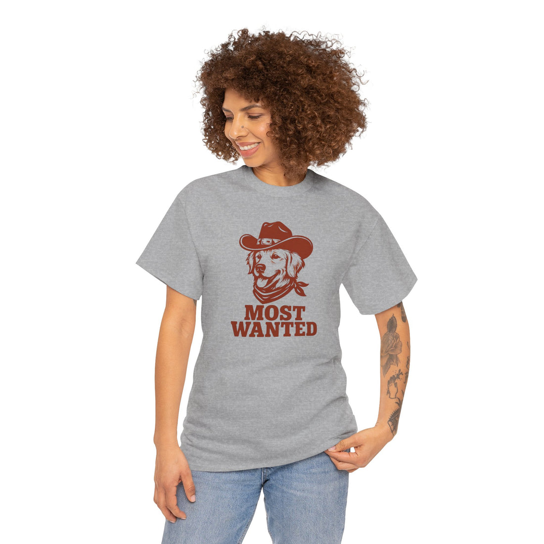 Unisex Heavy Cotton Tee Most Wanted Dog Design
