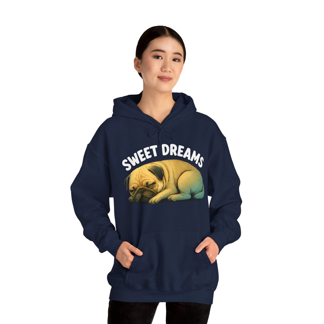 Cozy Pug Hoodie with 'Sweet Dreams' Design