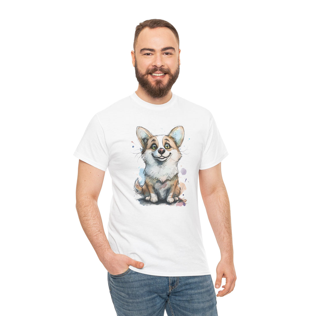Adorable Corgi Love Unisex Heavy Cotton Tee