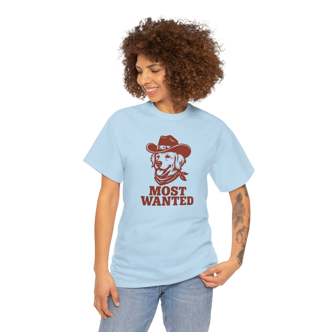 Unisex Heavy Cotton Tee Most Wanted Dog Design