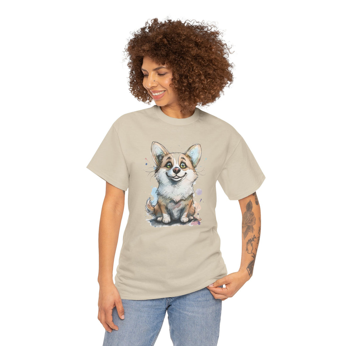 Adorable Corgi Love Unisex Heavy Cotton Tee