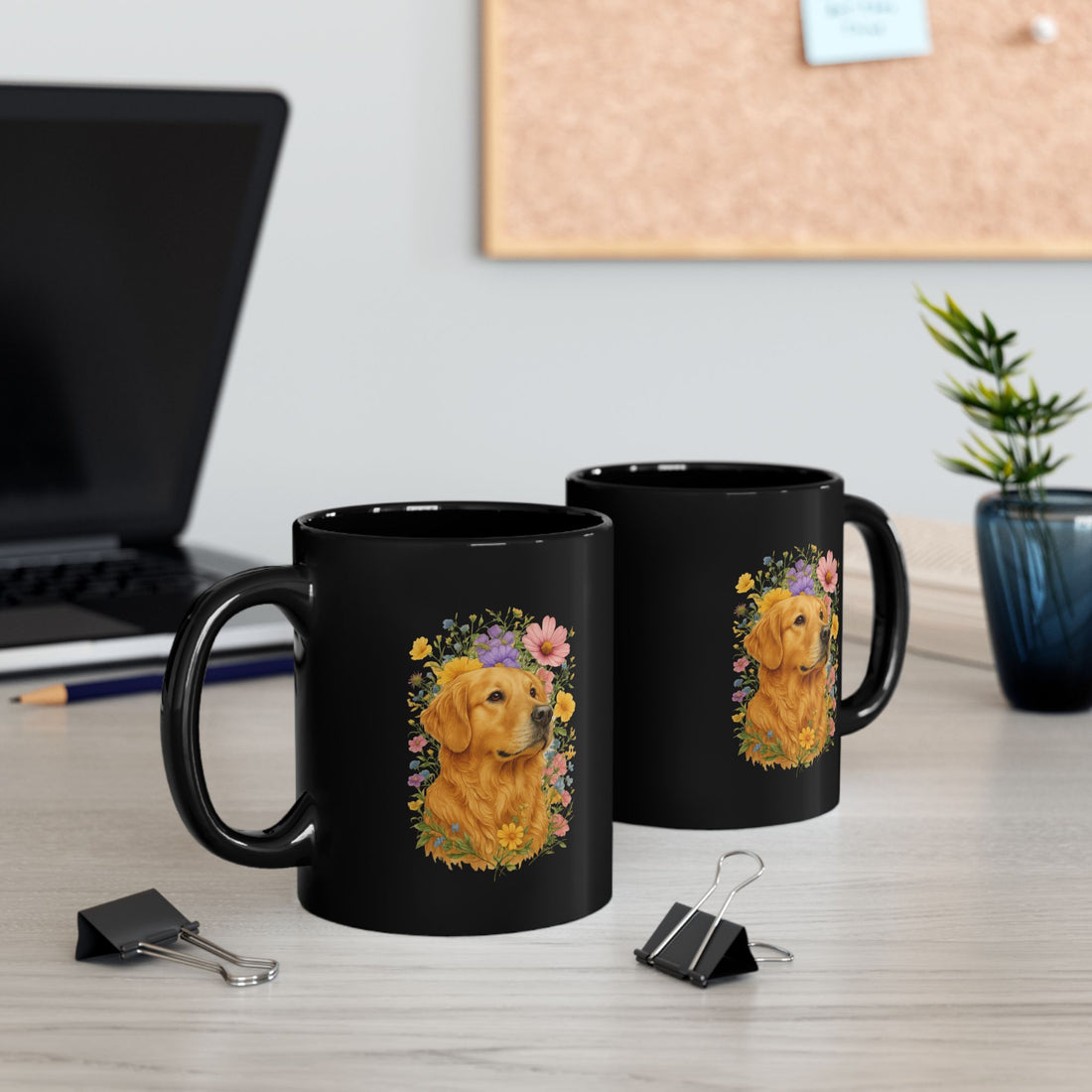 Golden Retriever Floral Mug