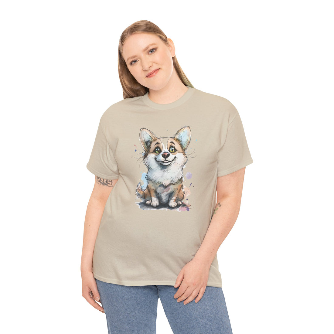 Adorable Corgi Love Unisex Heavy Cotton Tee