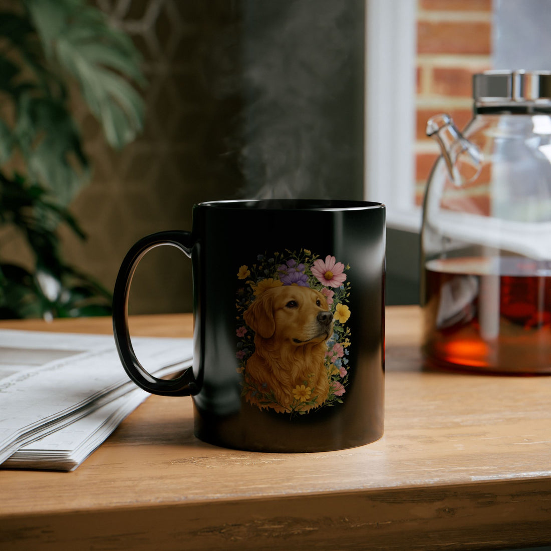 Golden Retriever Floral Mug