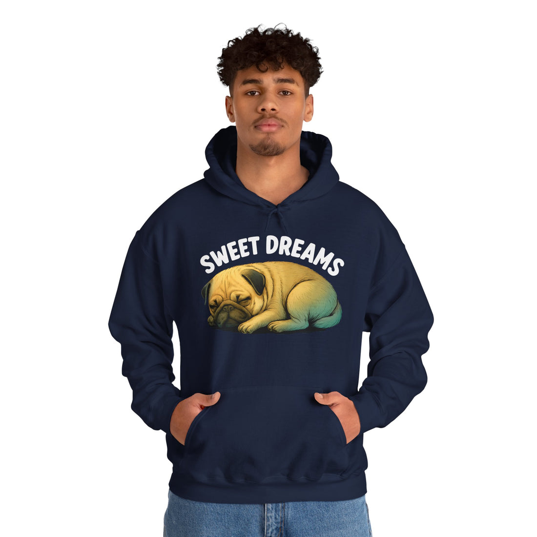 Cozy Pug Hoodie with 'Sweet Dreams' Design