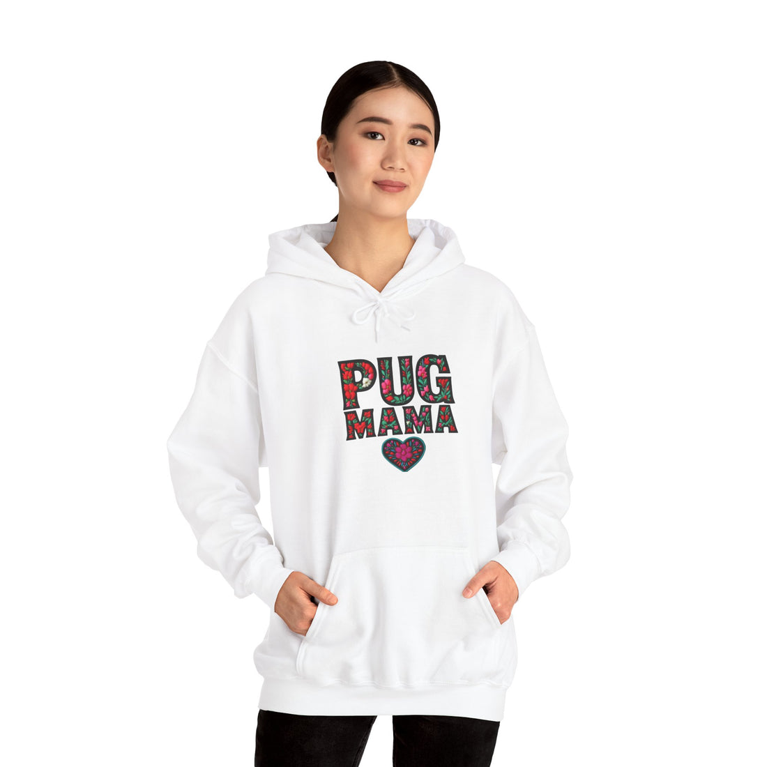 Pug Mama Hoodie - Cozy Sweatshirt for Dog Lovers, Perfect Gift for Pet Owners, Birthday, Mother's Day, Casual Wear, Funny Animal Apparel