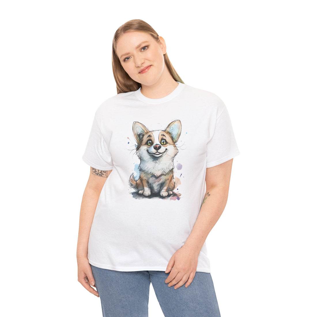 Adorable Corgi Love Unisex Heavy Cotton Tee