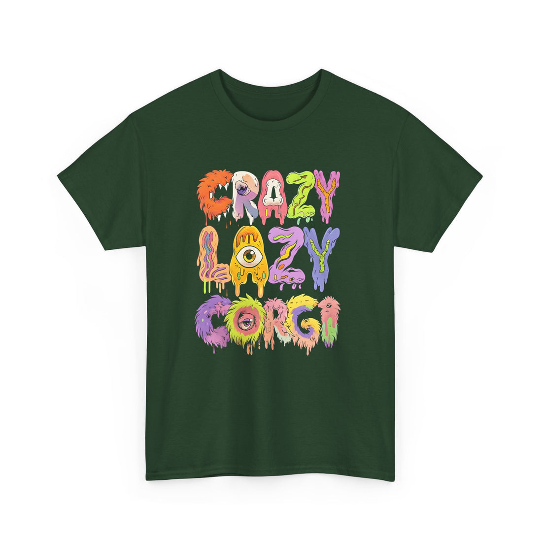 Crazy Lazy Corgi Heavy Cotton Tee | Fun Pet Lover Shirt, Gift for Corgi Owners, Casual Wear, Dog Lover Gift, Unique Graphic Tee