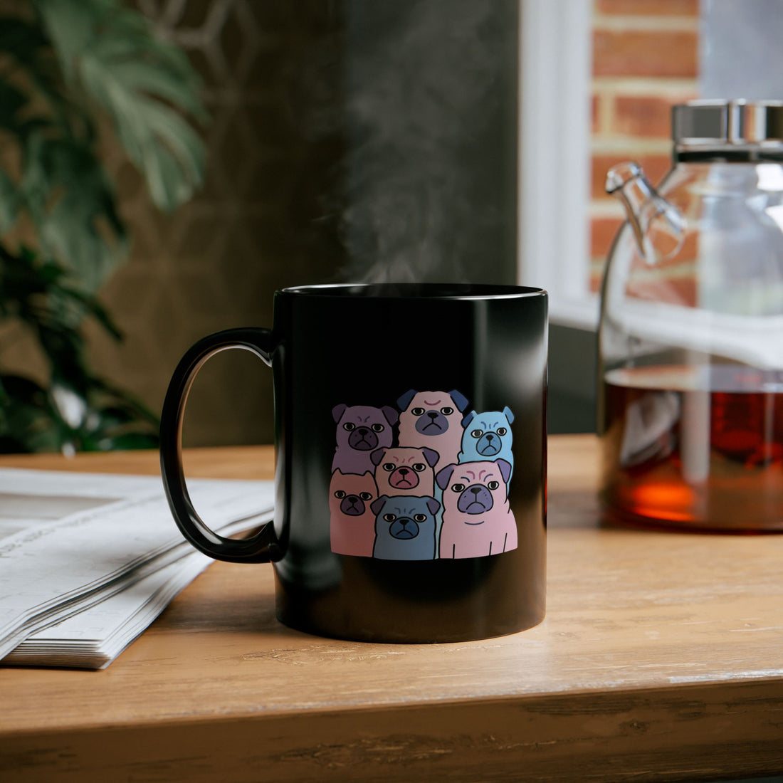 Pug Lover's Black Mug