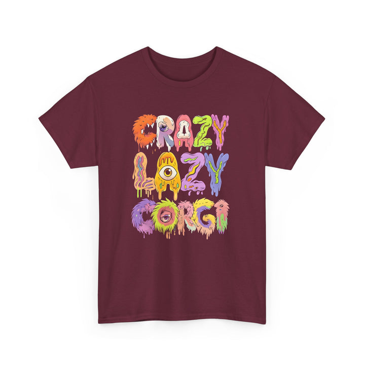 Crazy Lazy Corgi Heavy Cotton Tee | Fun Pet Lover Shirt, Gift for Corgi Owners, Casual Wear, Dog Lover Gift, Unique Graphic Tee