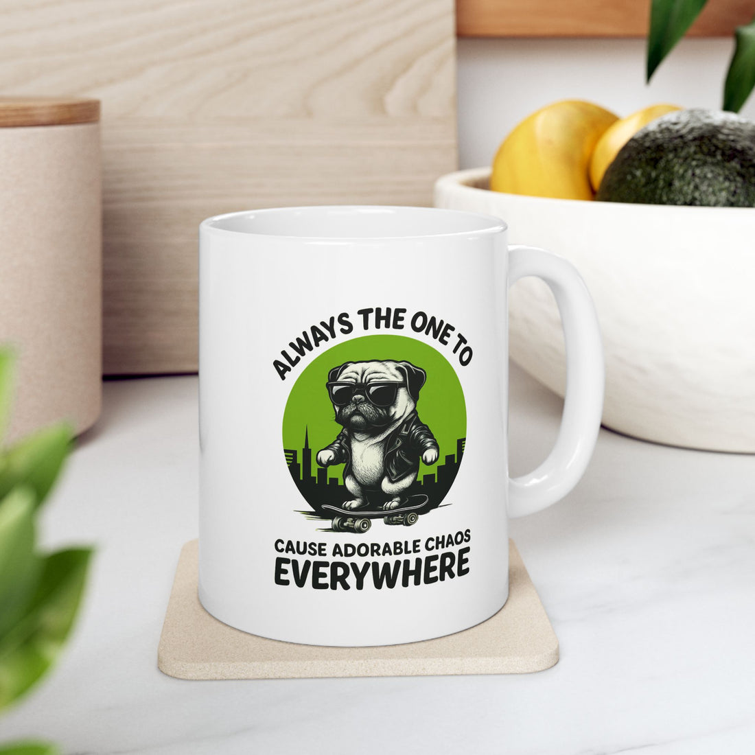 Evergreen Motivation Pug Ceramic Mug