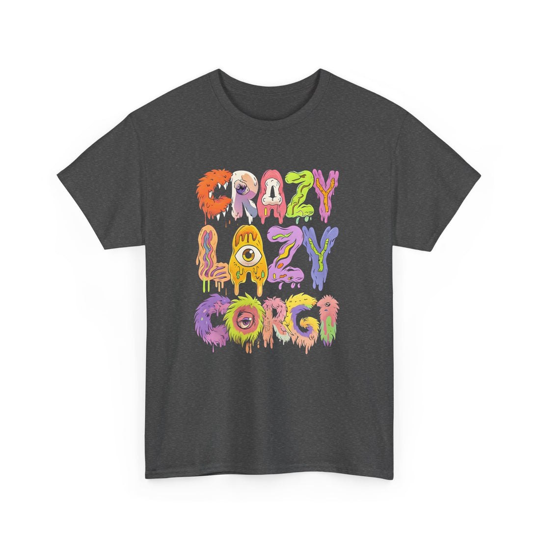 Crazy Lazy Corgi Heavy Cotton Tee | Fun Pet Lover Shirt, Gift for Corgi Owners, Casual Wear, Dog Lover Gift, Unique Graphic Tee