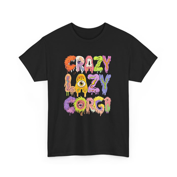 Crazy Lazy Corgi Heavy Cotton Tee | Fun Pet Lover Shirt, Gift for Corgi Owners, Casual Wear, Dog Lover Gift, Unique Graphic Tee