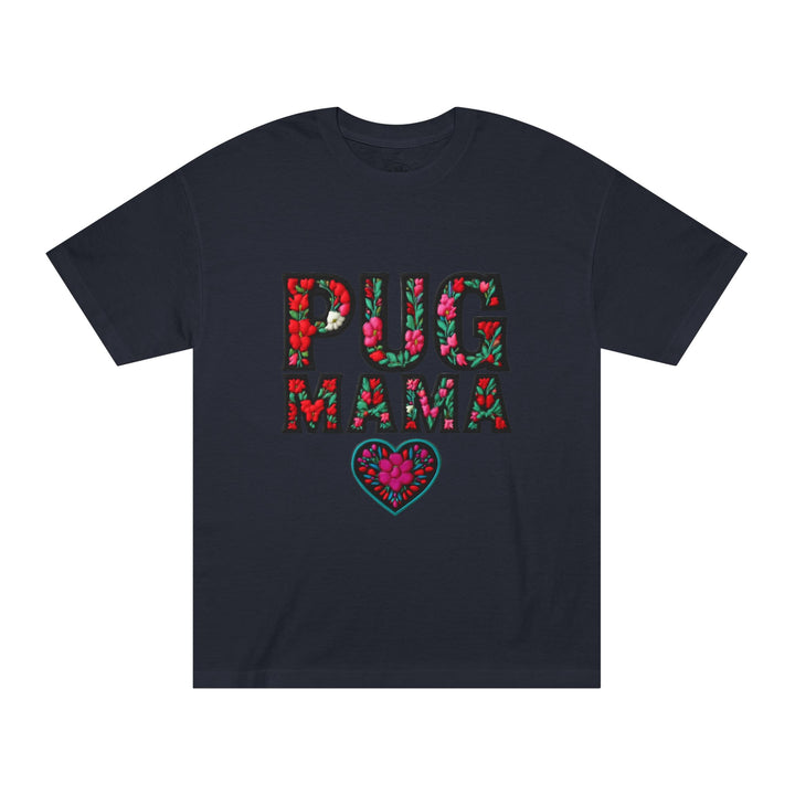 Pug Mama Floral Unisex Classic Tee, Pet Lover Shirt, Dog Mom Gift, Cute Pet Apparel, Mother's Day, Dog Lover Tee, Casual Wear