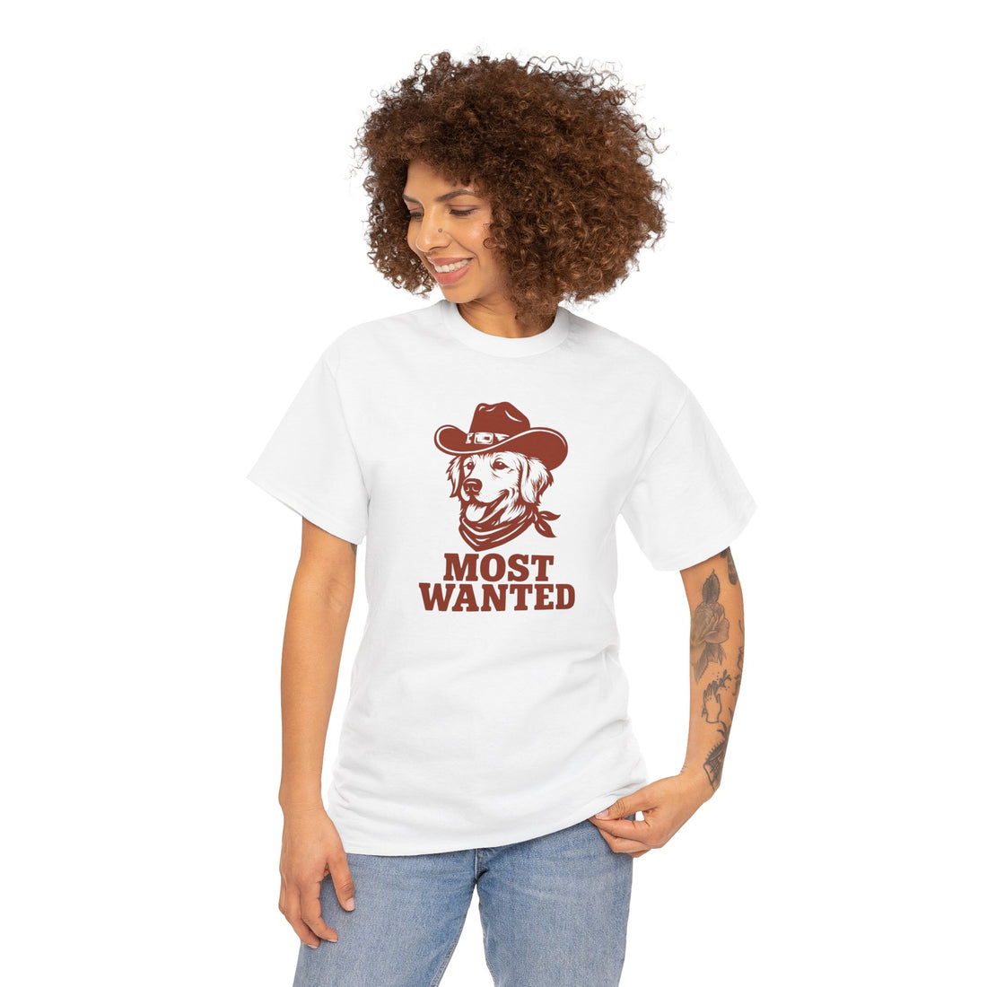Unisex Heavy Cotton Tee Most Wanted Dog Design