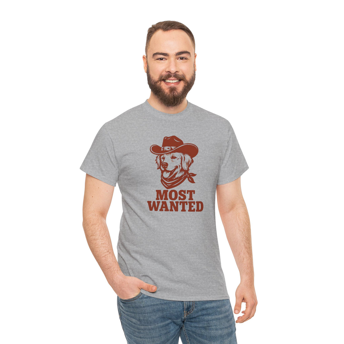 Unisex Heavy Cotton Tee Most Wanted Dog Design
