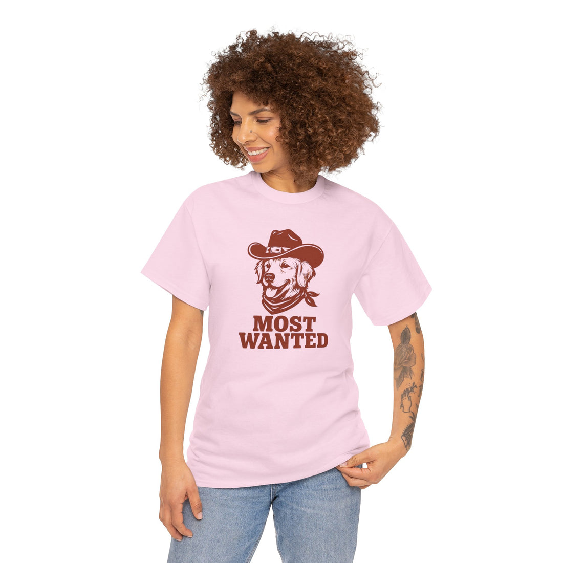 Unisex Heavy Cotton Tee Most Wanted Dog Design