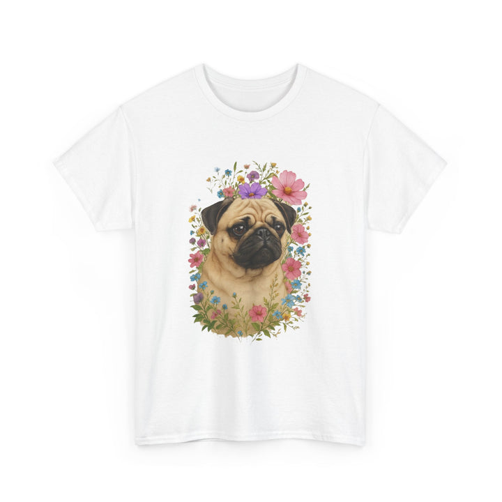 Whimsical Pug Floral Tee