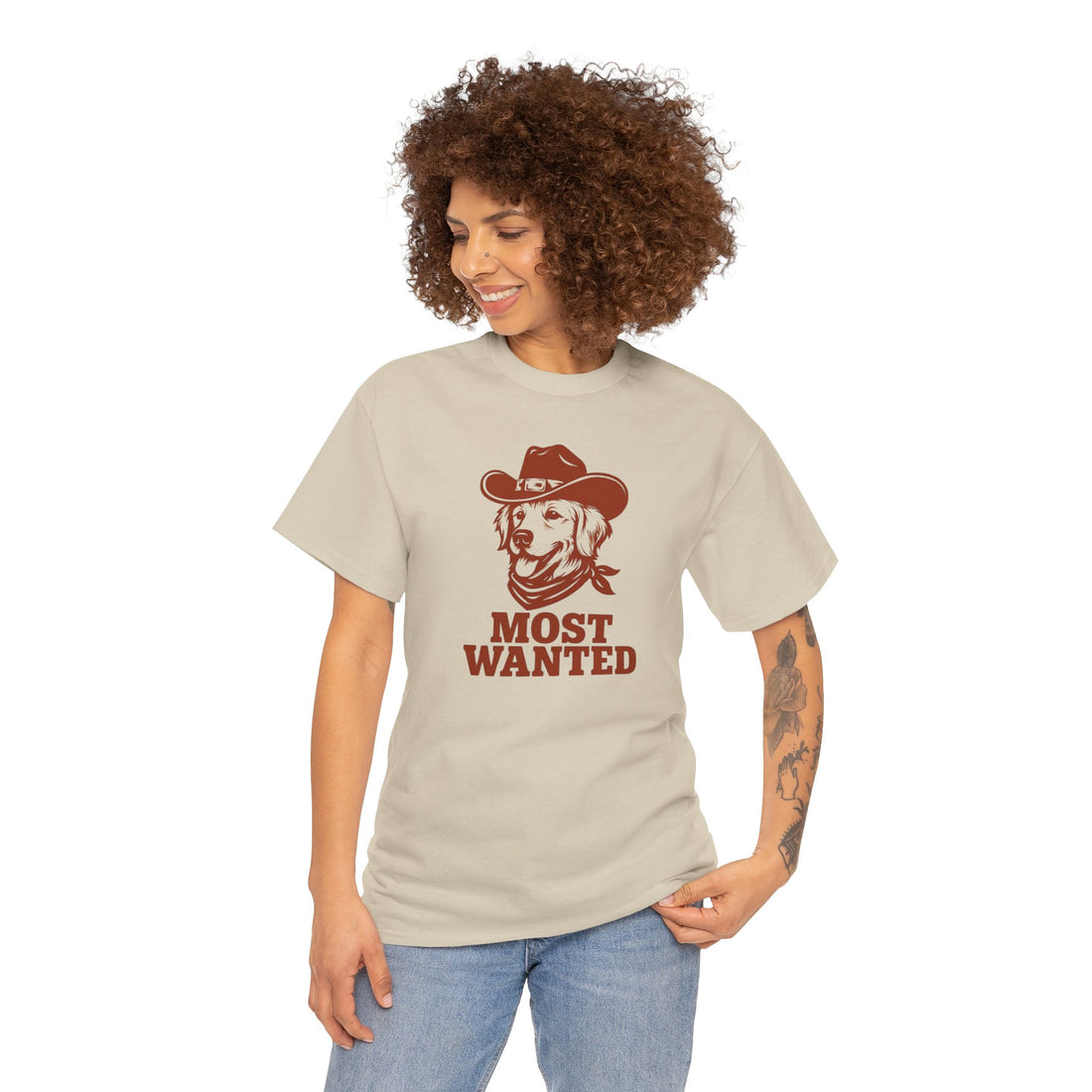 Unisex Heavy Cotton Tee Most Wanted Dog Design
