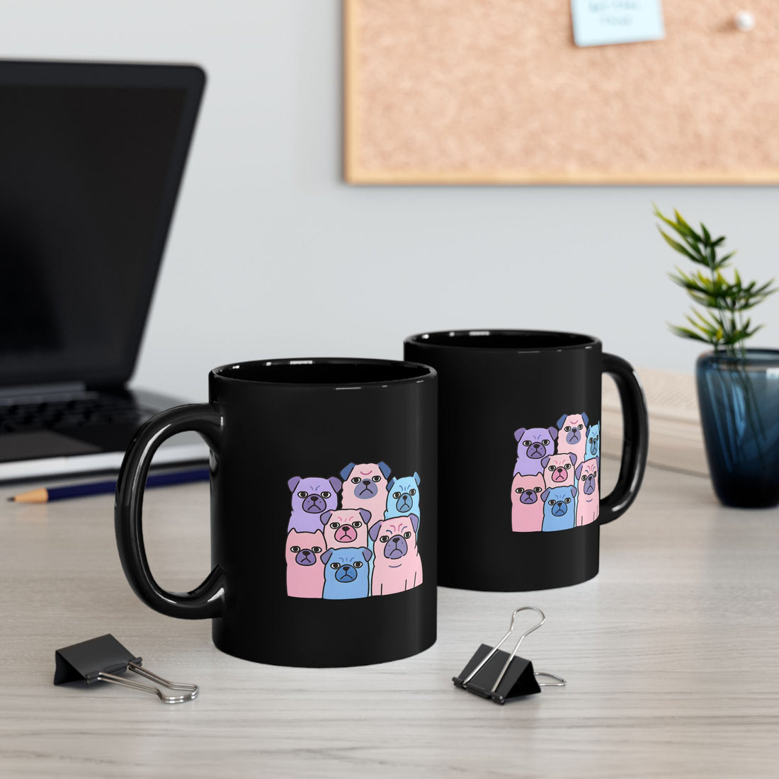 Pug Lover's Black Mug